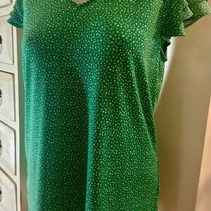 Adrianna Papell Green Ruffle-sleeve Top